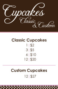 Cupcakes by Cynthia menu designed by Kathleen E. Wilson | © 2014